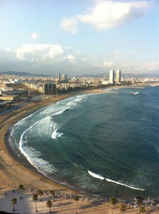 W Hotel bedroom view in Barcelona