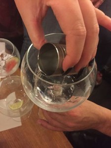 Pouring gin tasting Dace Crosby