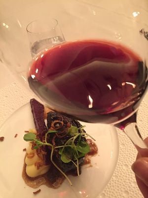 Braised ox cheek with a glass of Saint Clair Omaka Reserve Pinot Noir